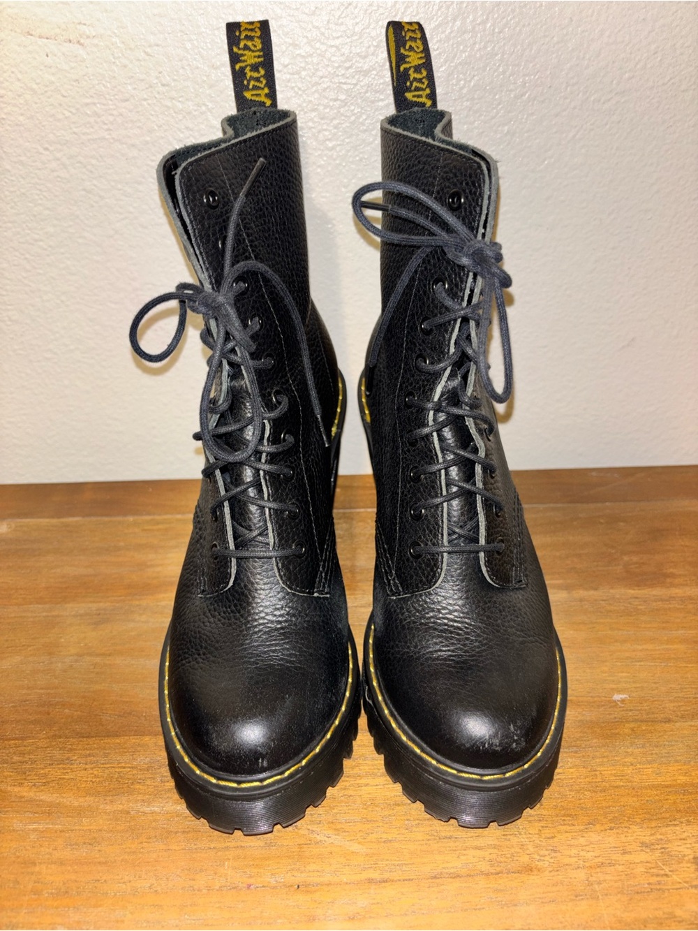 Dr. Martens Kendra Milled Nappa Black Leather Lug-Heel Boot 7 - Picture 2 of 7